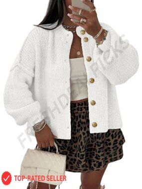 Chunky Knit Cropped Oversized Cardigan Sweater